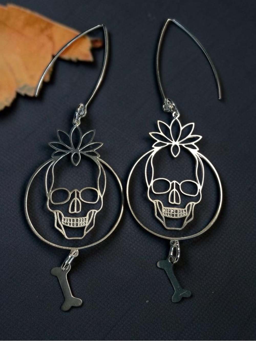 🆕 Skull, Bones, and Flowers Laser Cut Earrings